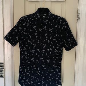 flower pattern button short sleeve shirt